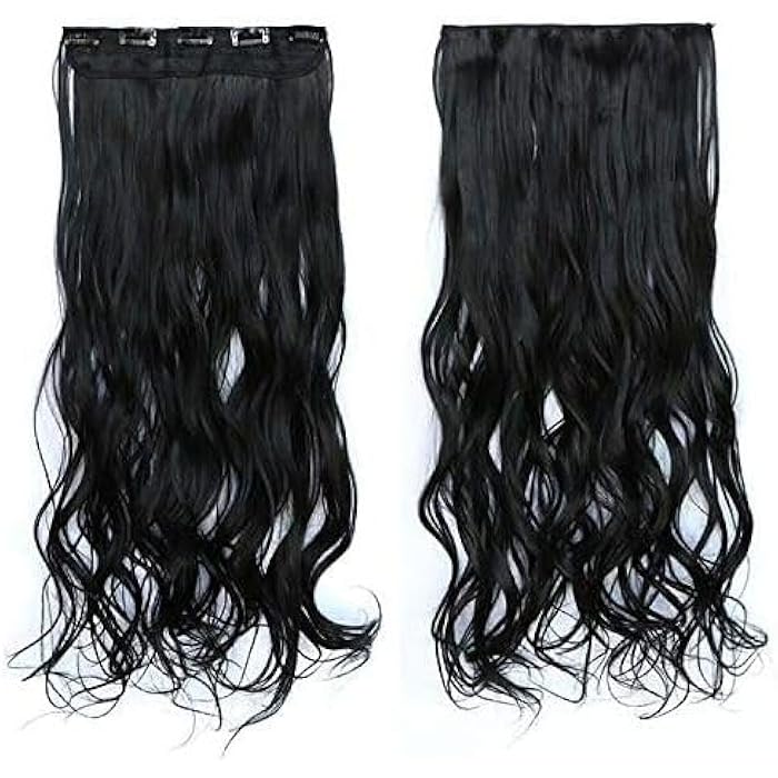 DILLARDS Long Wavy Ponytail Extension With 5 Clips In Black Color - Image 1